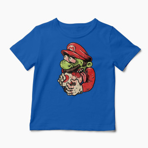 Tricou Zombie Mario - Copii-Albastru Regal